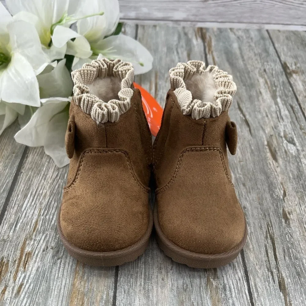 Baby Girls Faux Fur Shearing Boots Shoes Size 3